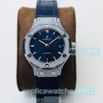 Swiss Copy Hublot Classic Fusion Blue Watch SS Diamnd Bezel HB Factory